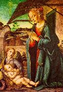 BOTTICINI, Francesco The Madonna Adoring the Child Jesus oil on canvas